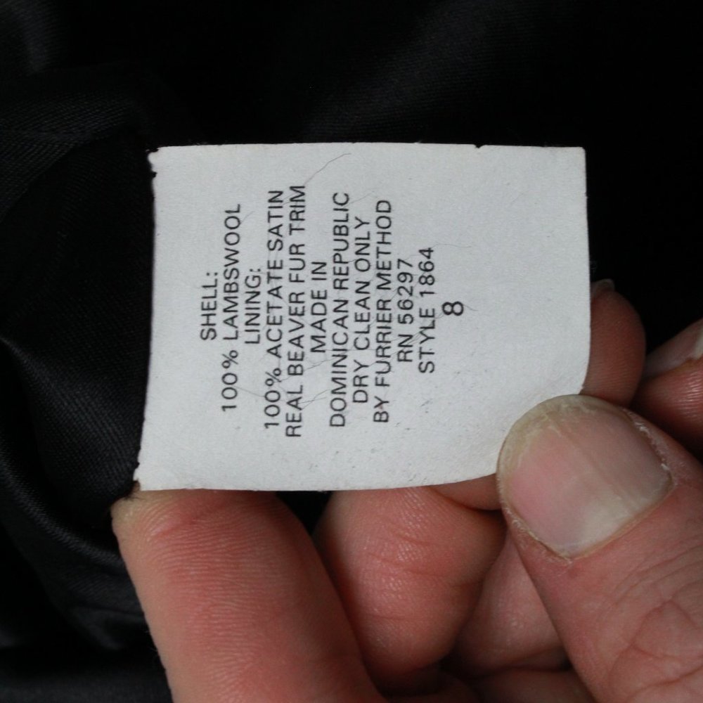 Andrea Collection Black Collared Long Lambswool Buttons Long Coat Jacket Size 8 - Picture 4 of 8